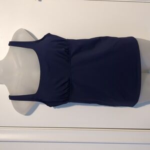Lands' End Blue Tankini SwimSuit TOP sz 12 Built In Bra Bathing Suit